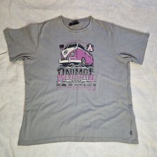 Vintage Animal T Shirt VW Campervan Freeride Size XL Grey Pink Printed Tee Crew
