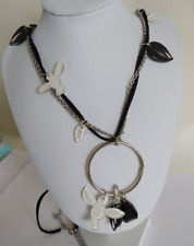 Anna Nova Funky Bird Geometric Style Necklace  Black/White