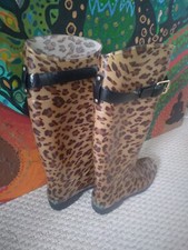 Ralph Lauren Tall Wellington Boots Wellie 6 Leopard Print
