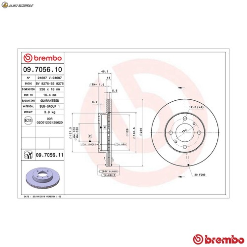 Brake disc 7056 - disc, for