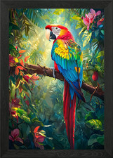 Scarlet Macaw in Jungle Framed