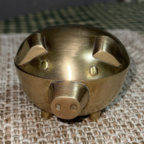 Vintage brass piggy box - vintage,