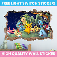 POKEMON HOLE IN WALL STICKER PERSONALISED DECAL DECOR KIDS BEDROOM DECORATION