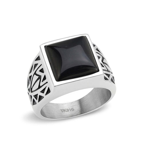 Mens black ring jet signet - black,