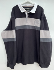Guinness Rugby Fleece Polo Shirt Jumper Black Grey Striped Mens 5XL
