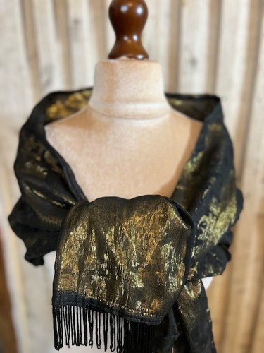 Black gold silky satin evening