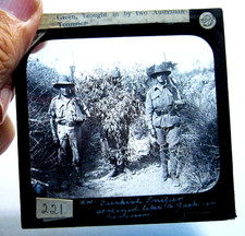 WW1 Turkish sniper & Australian soldiers antique photo magic lantern slide #621