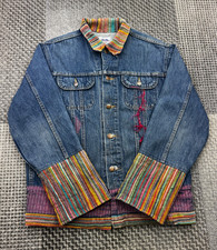 Vintage Dakota USA Denim Jacket M Woven Trim Eagle Button Festival Southwest