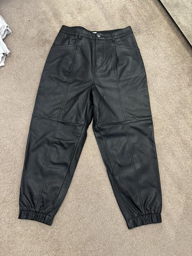Zara black leather look jogger - leather,
