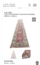 Contemporary Turkish Oushak Inspired Hallway Runner Rug 480 X 80cm green-rose