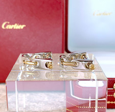 Vintage Cartier Cufflinks Santos Gold & Steel Triangle with Case