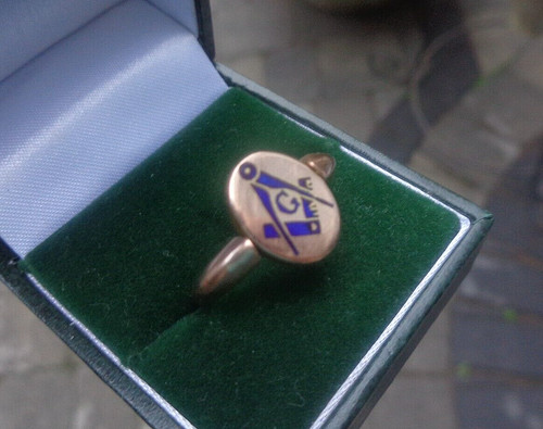 Rose gold masonic ring 9ct - gold,