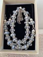 Boxed Wallis glass crystal necklace, bracelets, earrings set