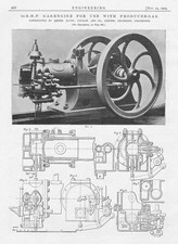 24bhp Gas Engine for Use With Producer Gas - 3x Antique Engineering Prints 1905