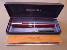 SHEAFFER BURGUNDY/GOLD FOUNTAIN PEN,14K 585 NIB,WHITE DOT,GWC,BOXED,CARTRIDGE,VG
