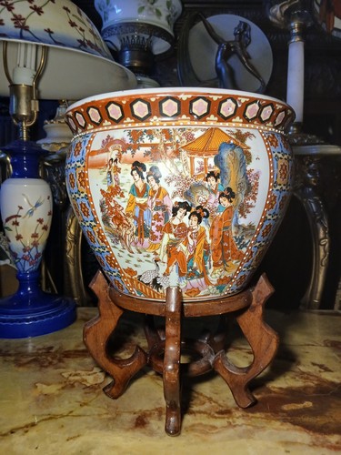 Vintage chinese fish bowl - fish,