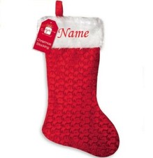 PERSONALISED CHRISTMAS STOCKING Deluxe Luxury Stockings XMAS GIFT Embroidered UK