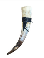 Abbeyhorn Large Ox Horn Hunting Drinking Cup + Leather Belt Strap