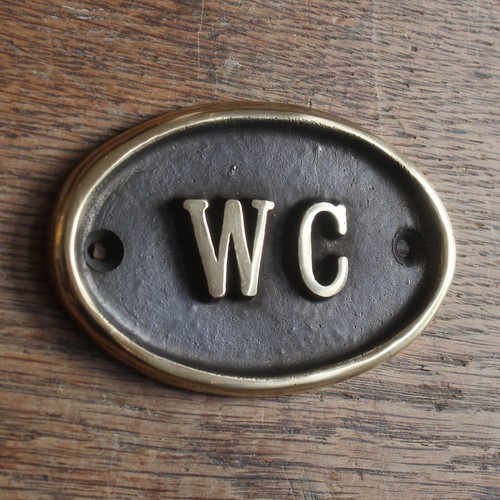 Brass toilet door signs - toilet,