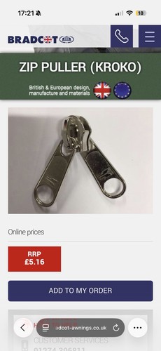 Pair bradcot awning zips - (2),