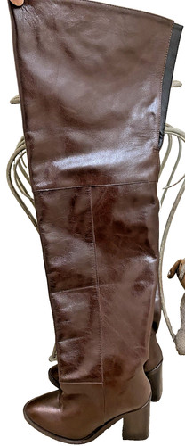 Brown leather thigh high - brown,