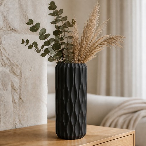 Modern wave vase tall ribbed - wave,