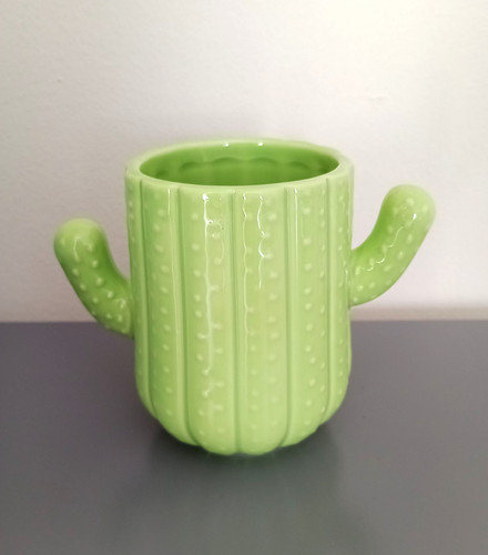 Green cactus ceramic pencil - ceramic,