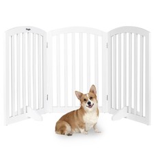 Folding 3 Panels Wood Baby Safety Gate Pet PlayPen Stair Doorway Indoor UK