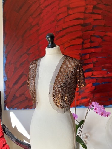 Sparkly brown bolero jacket - sparkly,