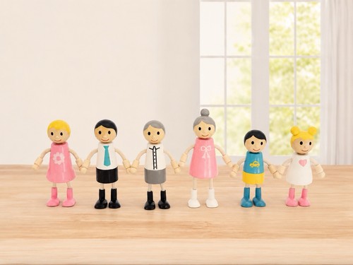 Wooden family dollhouse dolls - wooden,