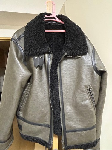 Zara leather jacket with - jacket,