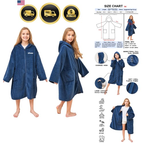 Kids bath towel hoodie - hoodie, zipper