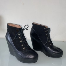 Bertie Hidden Heel Platform Leather Ankle Boots Size 6