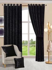 Plush Crushed Velour Faux Velvet  Eyelet Ring Top Luxary curtains Pair Curtains