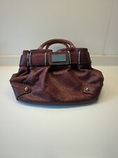 Karen Millen Ostrich Skin Brown Bag With Silver Detailing Perfect Condition