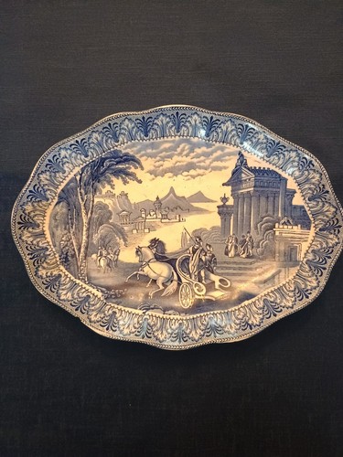 Antique cauldon chariot - blue, &
