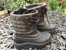 ALPINE Black/Brown/Violet Waterproof Snow Boots with Inner Fleece Socks - size 6