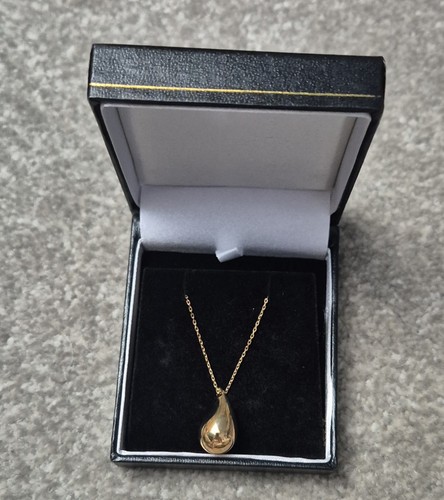 9ct gold teardrop necklace new - teardrop,
