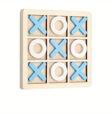 Wooden Tic Tac Toe Game Blue &
