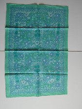 Jonelle Tea Towel Vintage Irish Linen Daisy Chain Blues and Greens VGC