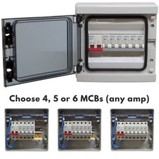 IP65 Consumer Unit 6 Way Weatherproof 100A Switch upto 6x MCBs Circuit Breakers