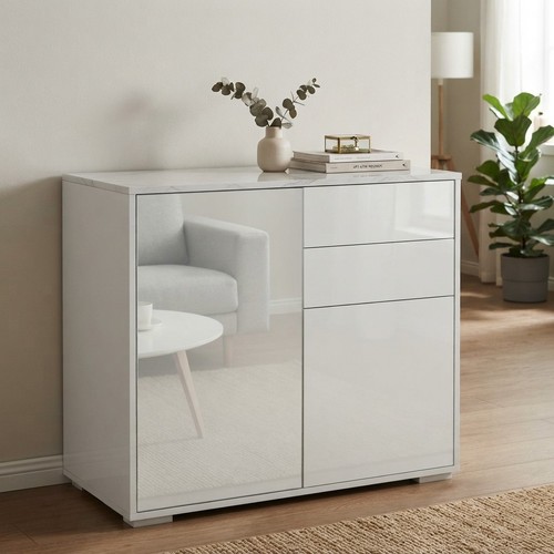 White high gloss sideboard - white,