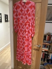 Boden Maxi Dress pink and red geometric pattern Size 14