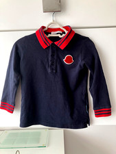 Toddler MONCLER Navy/Red Trim Long Sleeve Polo T- Shirt Age 2 In VGC