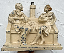 RARE ANTIQUE CLOWN GAS LAMP SPELTER METAL