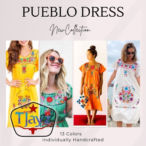 Mexican handmade pueblo dress - mexican,