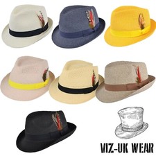 Straw Trilby Hat Mens Womens