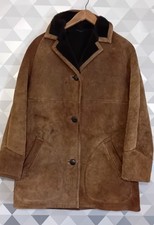 Woman Vintage Sheepskin Coat Size 18 Genuine Brown Jacket Winter Warm Cosy