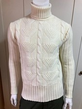 Winter White Tootal Acrylic Korean Cable Roll Neck Turtleneck Polo Neck Jumper