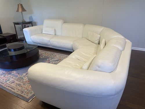 Leather white corner - white, sofa